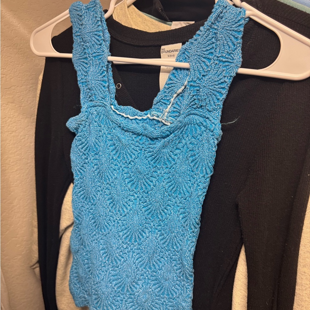 FP Movement by Free People Bright Blue Textured Crop Top